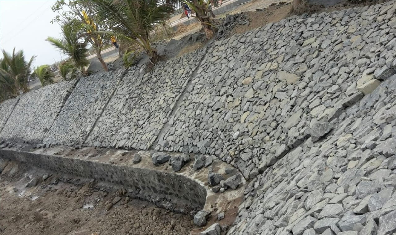 Stone Pitching on Slope