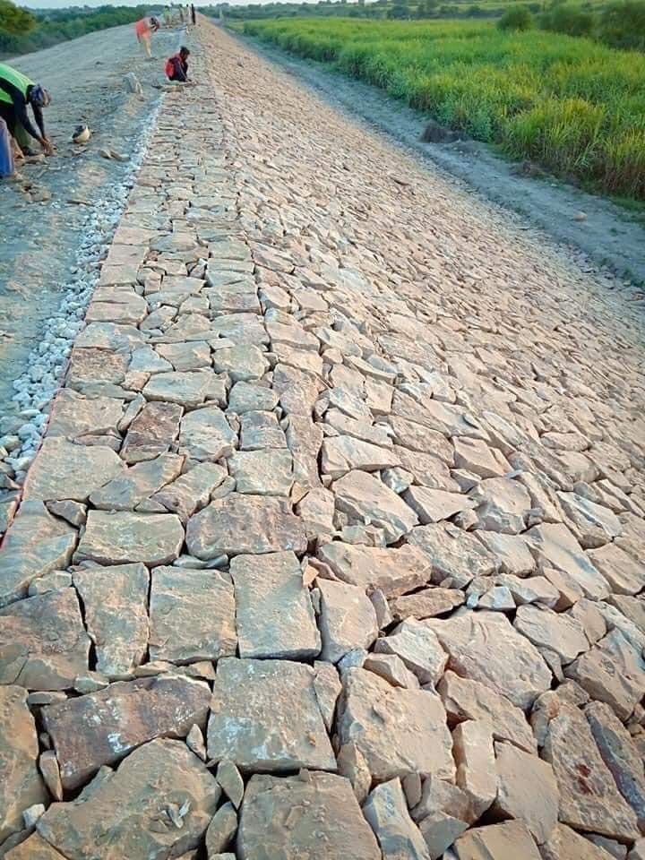 Stone Pitching for Roadside